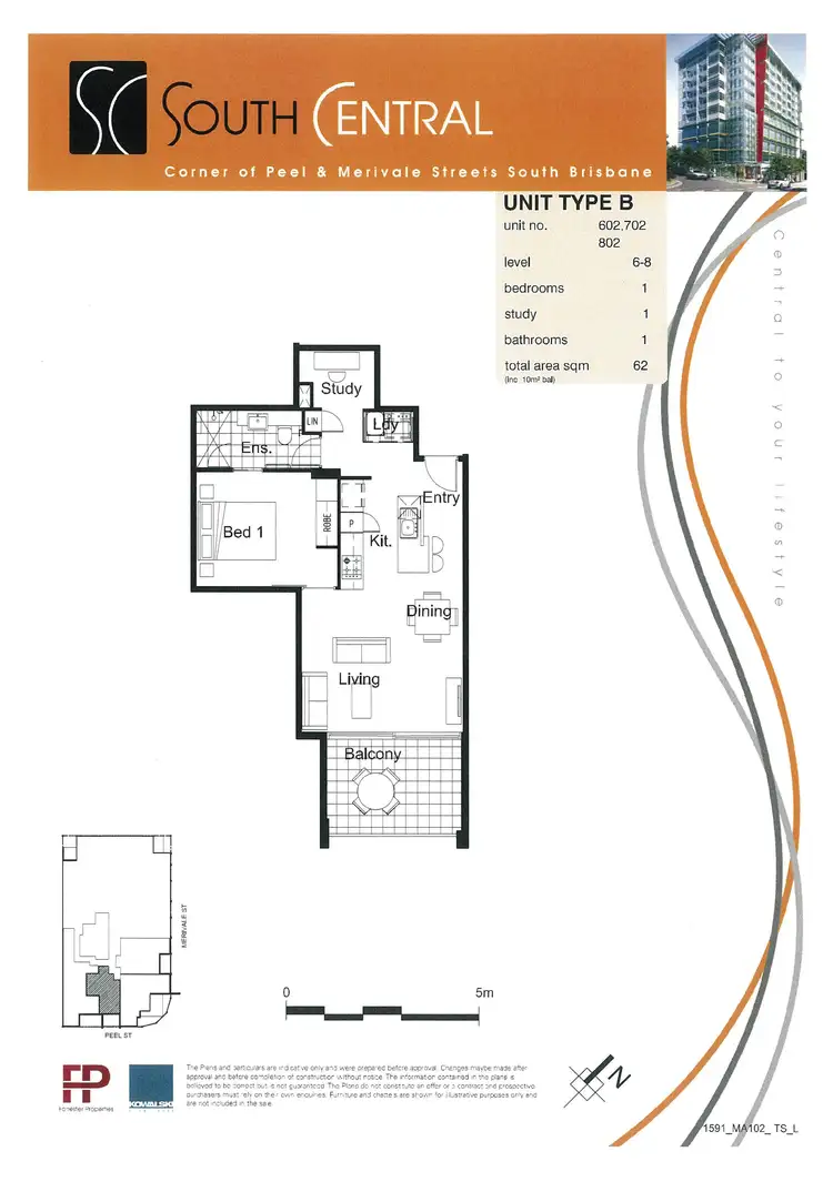 Floorplan of Homely apartment listing, 602/43A Peel Street, South Brisbane QLD 4101