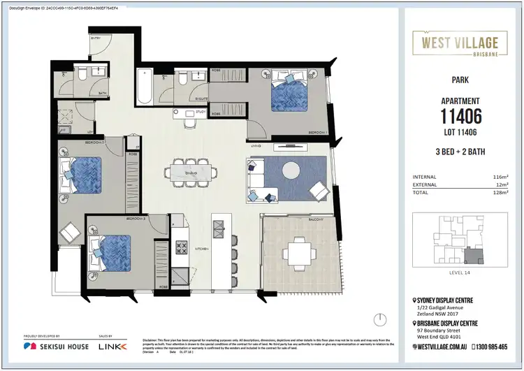 Floorplan of Homely apartment listing, 11406/19 Wilson Street, West End QLD 4101