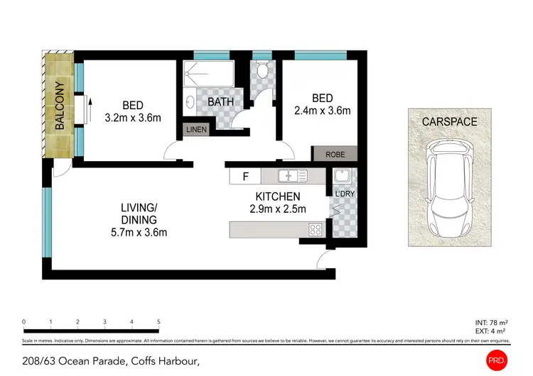 Floorplan of Homely unit listing, 208/63 Ocean Parade, Coffs Harbour NSW 2450
