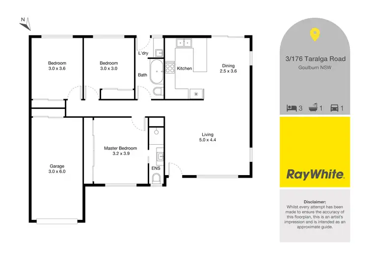 Floorplan of Homely semi-detached listing, 3/176 Taralga Road, Goulburn NSW 2580