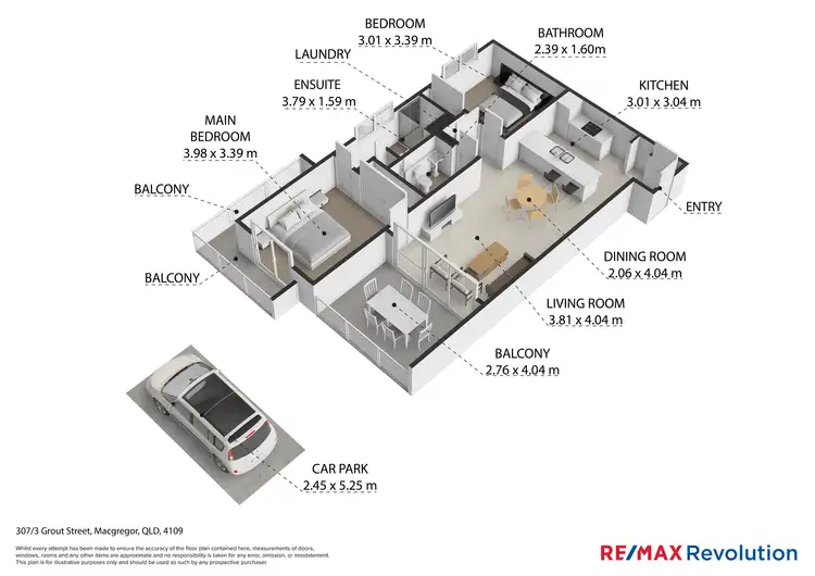 Floorplan of Homely apartment listing, 307/3 Grout Street, Macgregor QLD 4109