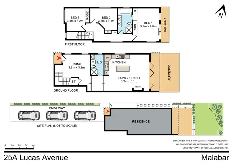 Floorplan of Homely semi-detached listing, 25a Lucas Avenue, Malabar NSW 2036