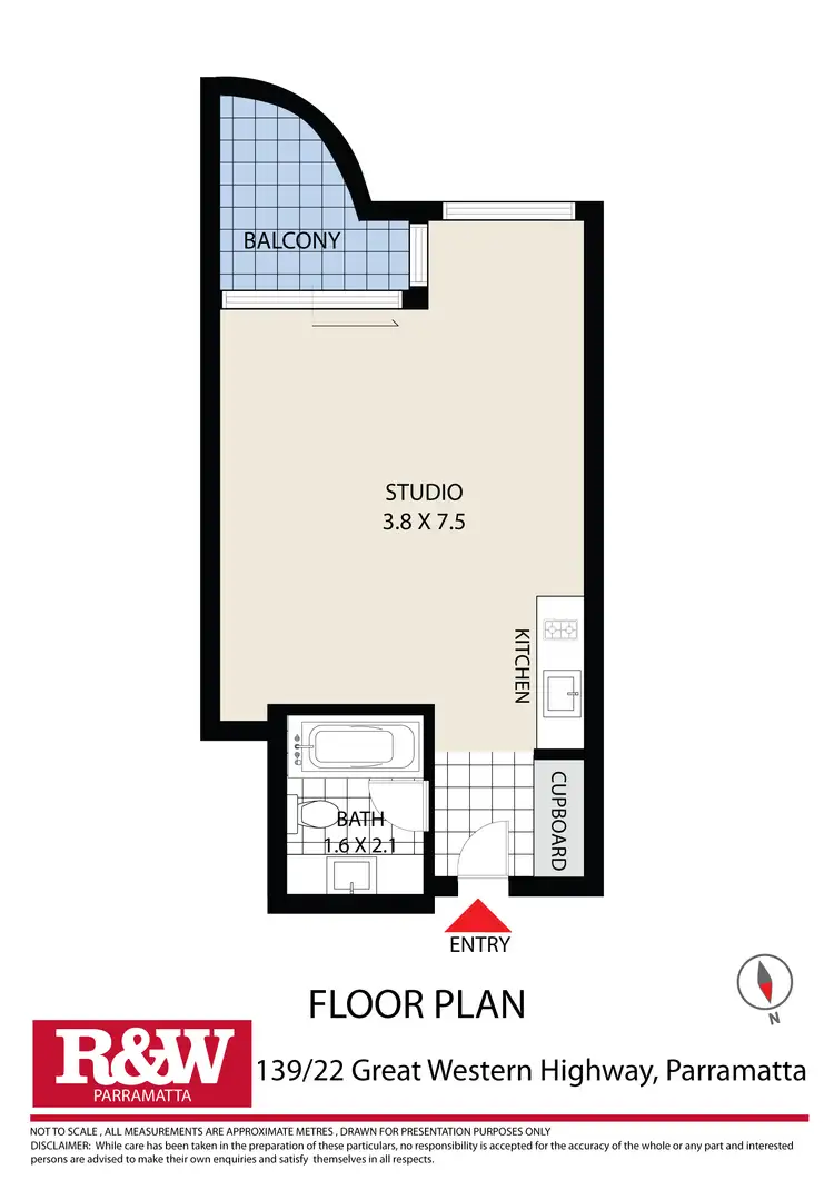 Floorplan of Homely studio listing, 139/22 Great Western Highway, Parramatta NSW 2150
