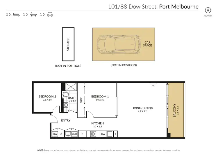 Floorplan of Homely apartment listing, 101/88 Dow Street, Port Melbourne VIC 3207