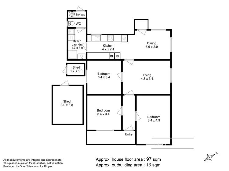 Floorplan of Homely unit listing, 1/22 Johnston Street, Moonah TAS 7009