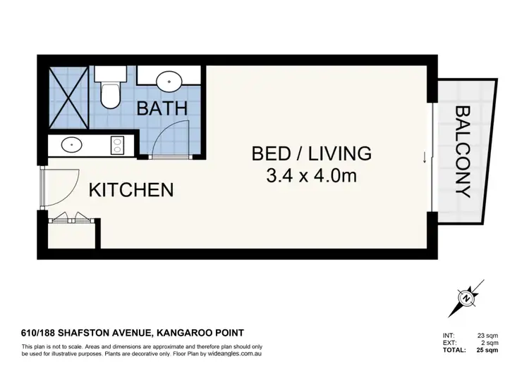 Floorplan of Homely apartment listing, 610/188 Shafston Avenue, Kangaroo Point QLD 4169