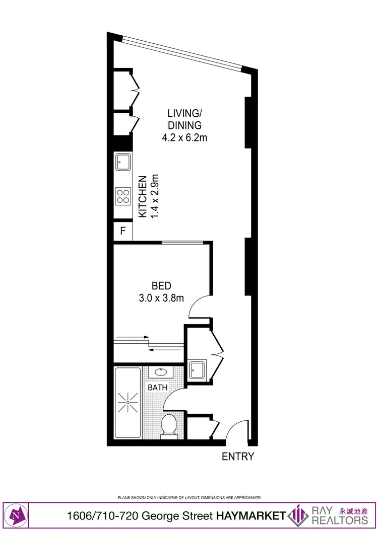 Floorplan of Homely apartment listing, 1606/710-720 George Street, Sydney NSW 2000