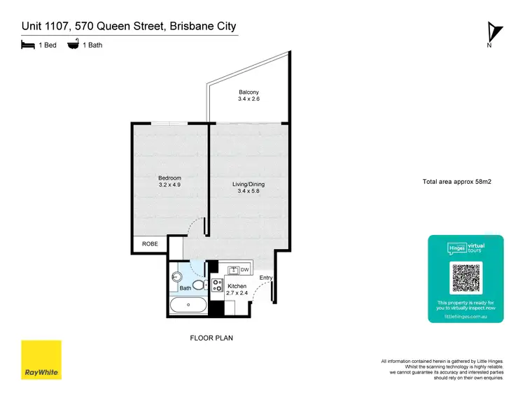 Floorplan of Homely apartment listing, 1107/570 Queen Street, Brisbane City QLD 4000