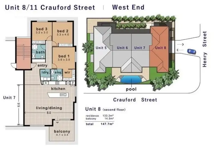 Floorplan of Homely unit listing, 8/11 Crauford Street, West End QLD 4810