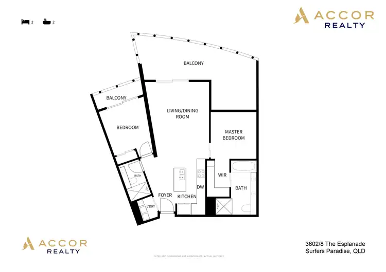 Floorplan of Homely apartment listing, 3602/4 The Esplanade, Surfers Paradise QLD 4217