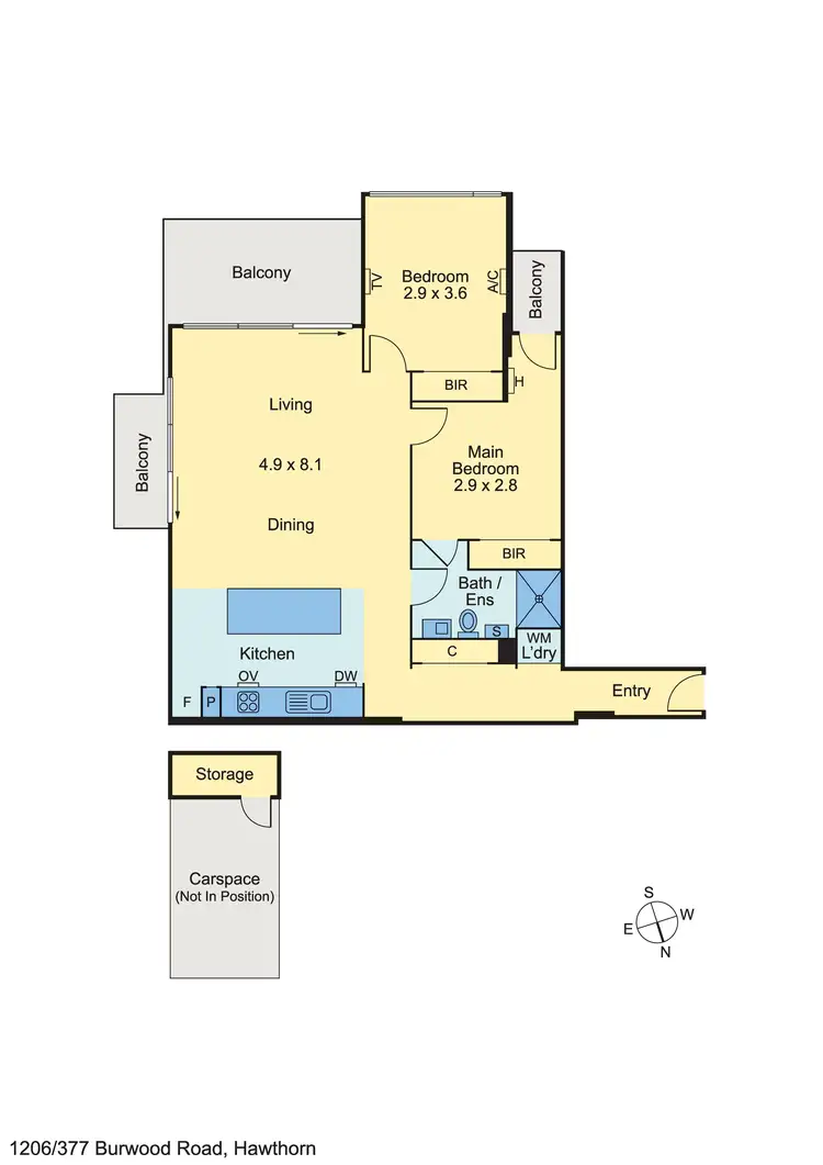 Floorplan of Homely apartment listing, 1206/377 Burwood Road, Hawthorn VIC 3122