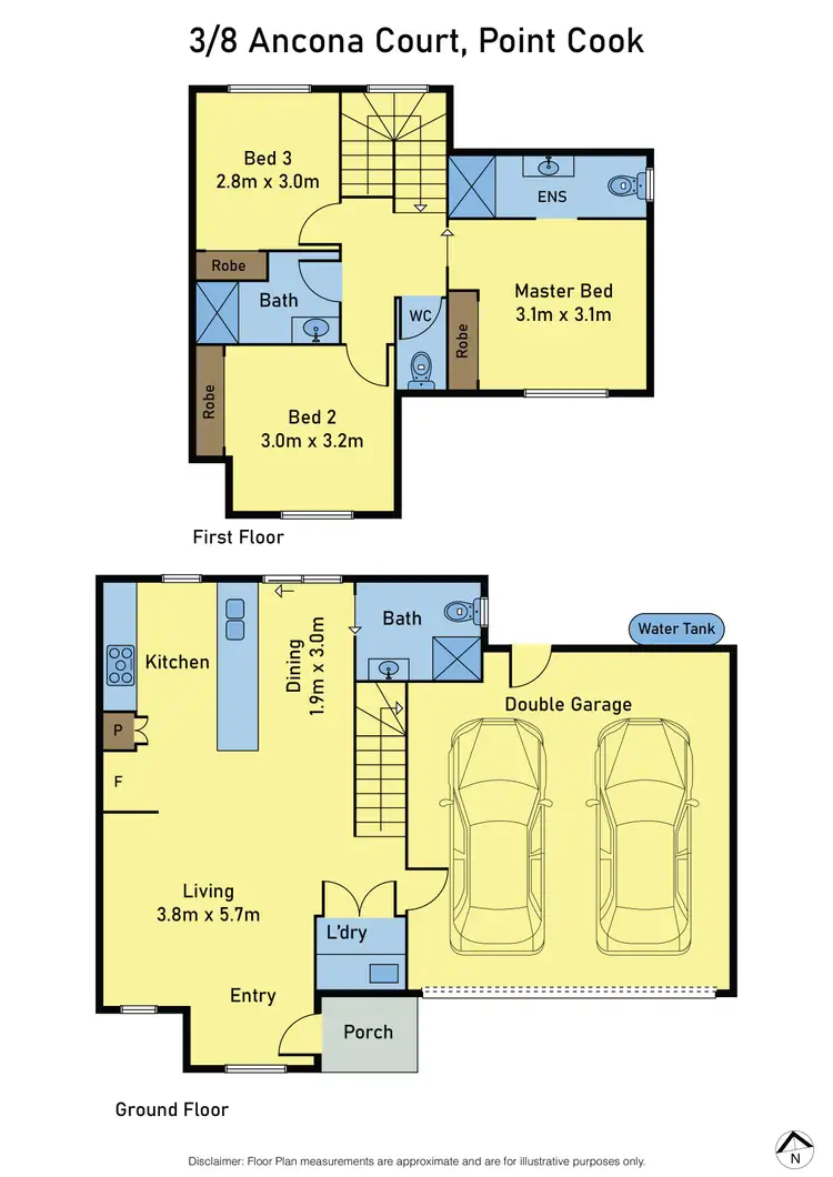 Floorplan of Homely townhouse listing, 3/8 Ancona Court, Point Cook VIC 3030