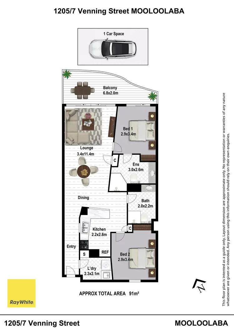 Floorplan of Homely unit listing, 1205/7 Venning Street, Mooloolaba QLD 4557