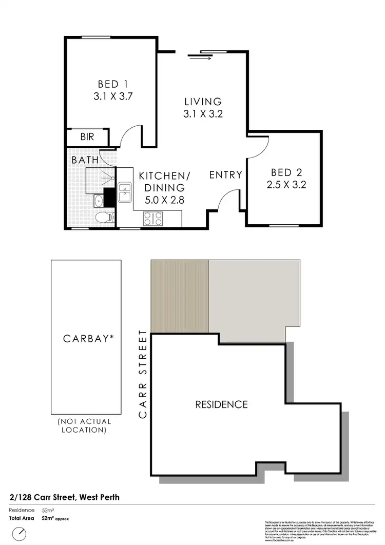 Floorplan of Homely apartment listing, 2/128 Carr Street, West Perth WA 6005