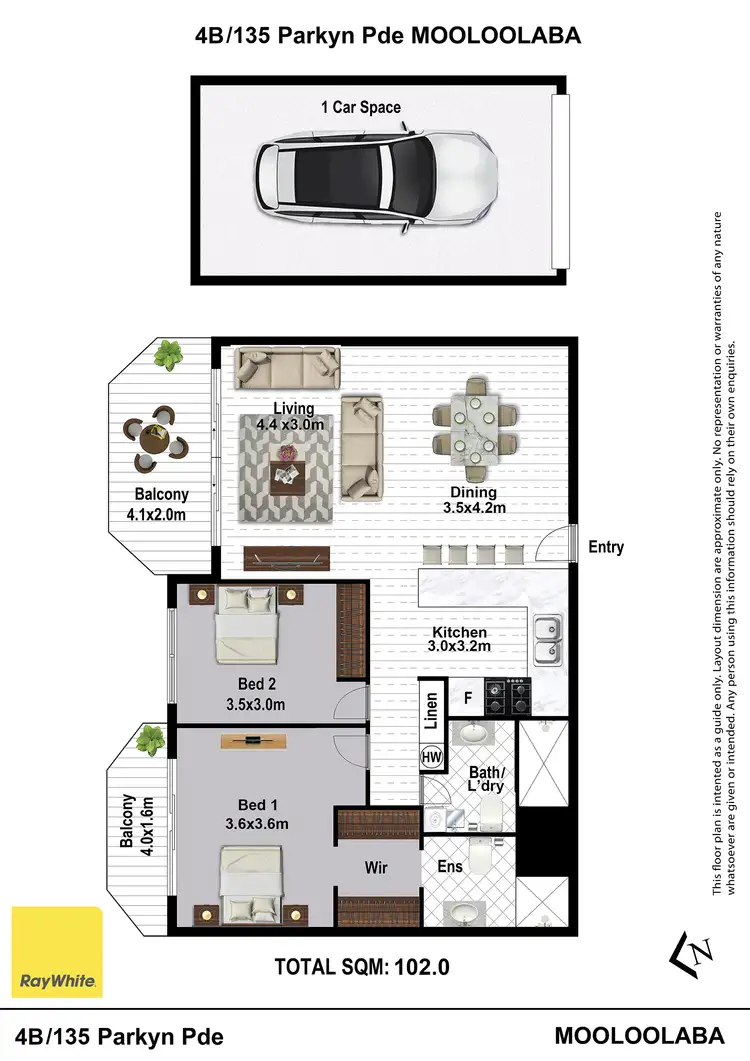 Floorplan of Homely unit listing, 4B/135 Parkyn Parade, Mooloolaba QLD 4557
