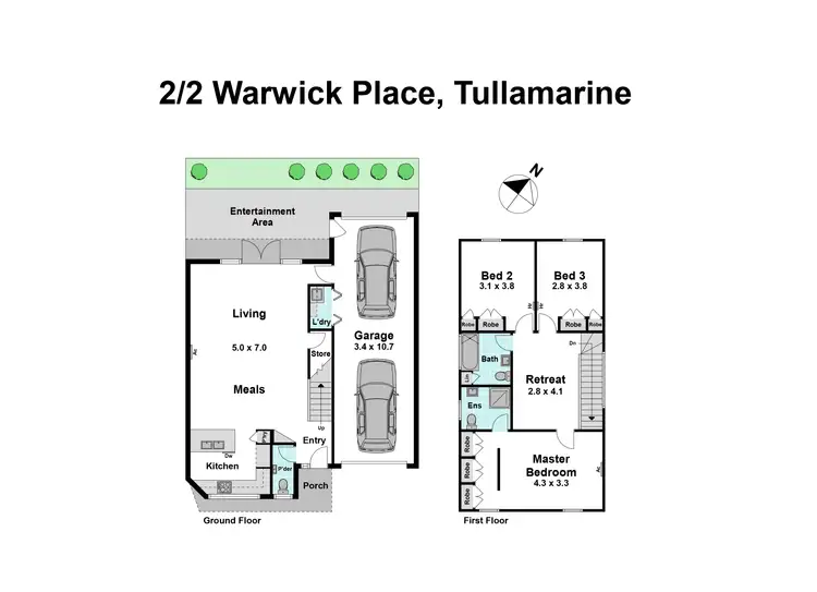 Floorplan of Homely townhouse listing, 2/2 Warwick Place, Tullamarine VIC 3043