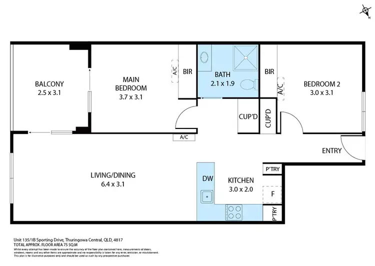 Floorplan of Homely unit listing, 135/1B Sporting Drive, Thuringowa Central QLD 4817