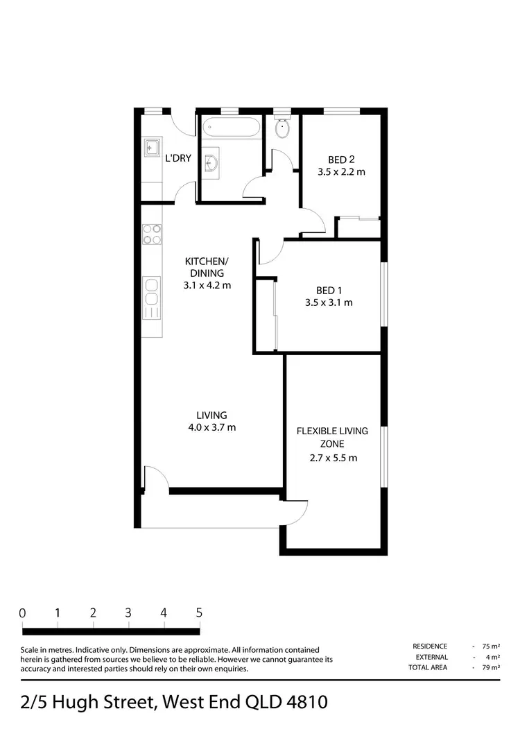 Floorplan of Homely unit listing, 2/5 Hugh Street, West End QLD 4810