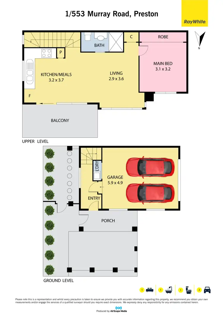 Floorplan of Homely townhouse listing, 1/553 Murray Road, Preston VIC 3072