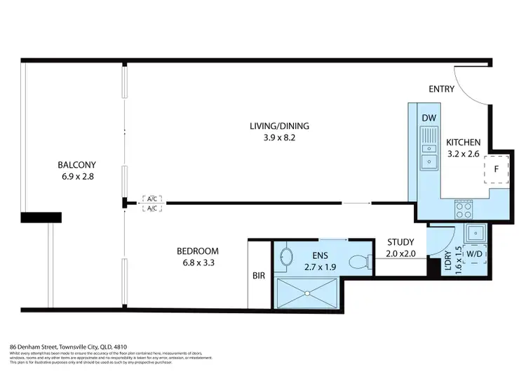 Floorplan of Homely unit listing, 1403/84-106 Denham Street, Townsville City QLD 4810