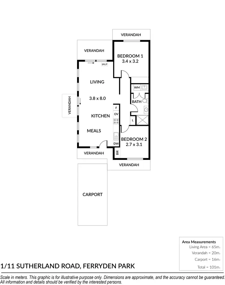 Floorplan of Homely unit listing, 1/11 Sutherland Road, Ferryden Park SA 5010