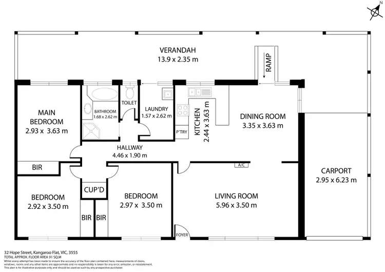 Floorplan of Homely house listing, 32 Hope St, Kangaroo Flat VIC 3555