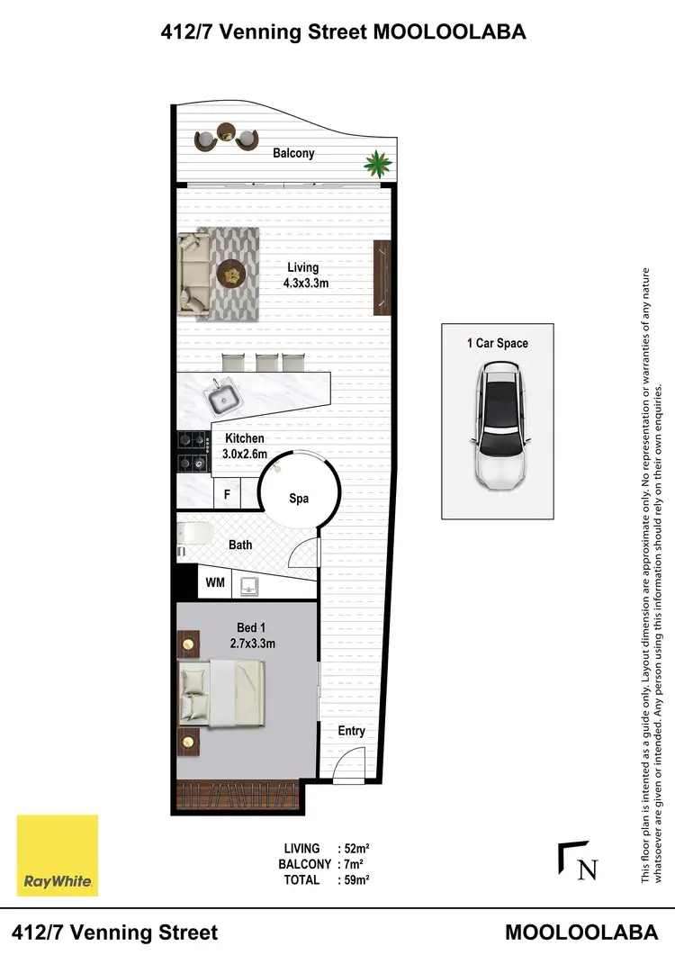 Floorplan of Homely unit listing, 412/7 Venning Street, Mooloolaba QLD 4557