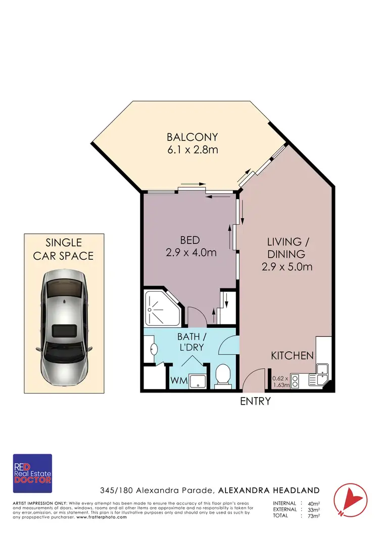 Floorplan of Homely apartment listing, 345/180 Alexandra Parade, Alexandra Headland QLD 4572