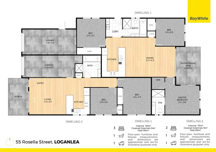 Floorplan of Homely semi-detached listing, 55 Rosella Street, Loganlea QLD 4131