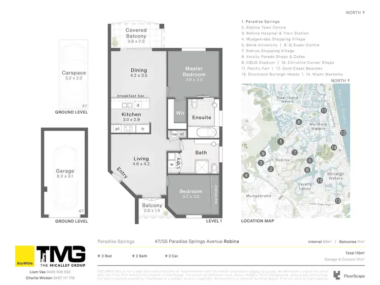 Floorplan of Homely unit listing, 47/55 Paradise Springs Avenue, Robina QLD 4226