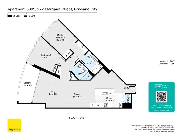 Floorplan of Homely apartment listing, 3301/222 Margaret Street, Brisbane City QLD 4000