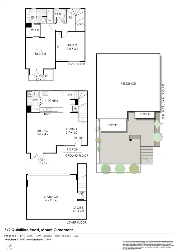 Floorplan of Homely townhouse listing, 5/2 Quintilian Road, Mount Claremont WA 6010
