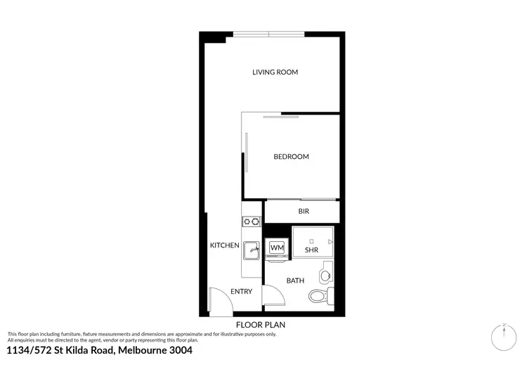 Floorplan of Homely studio listing, 1134/572 St Kilda Road, Melbourne VIC 3004