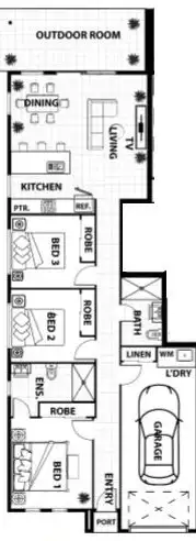 Floorplan of Homely semi-detached listing, 1/34 Montana Circuit, Logan Reserve QLD 4133