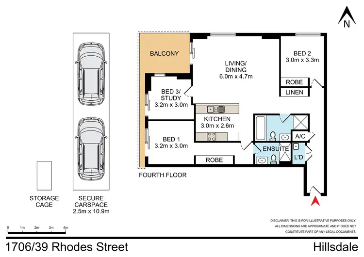 Floorplan of Homely unit listing, 1706/39 Rhodes Street, Hillsdale NSW 2036
