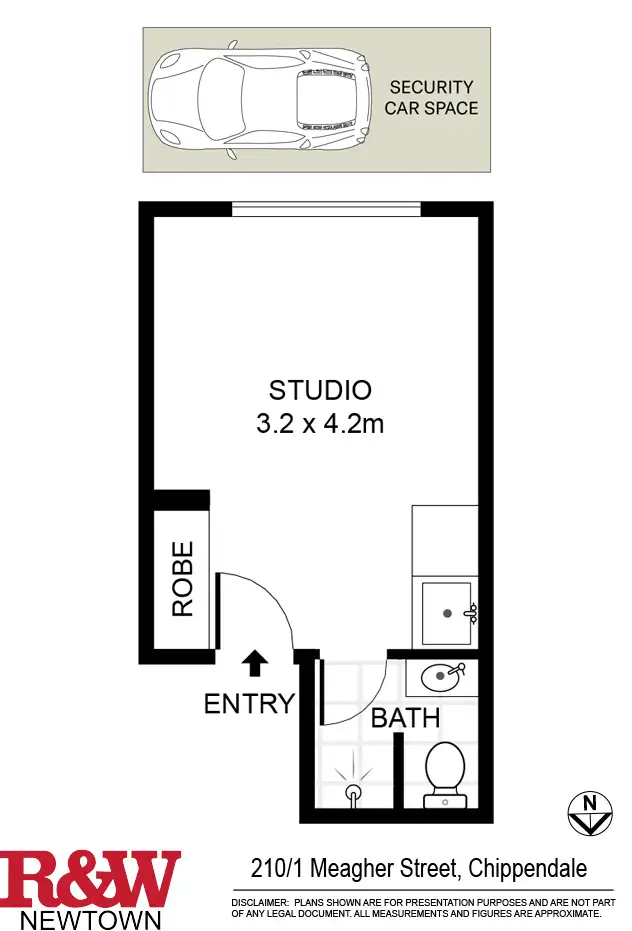 Floorplan of Homely studio listing, 210/1-9 MEAGHER ST, Chippendale NSW 2008