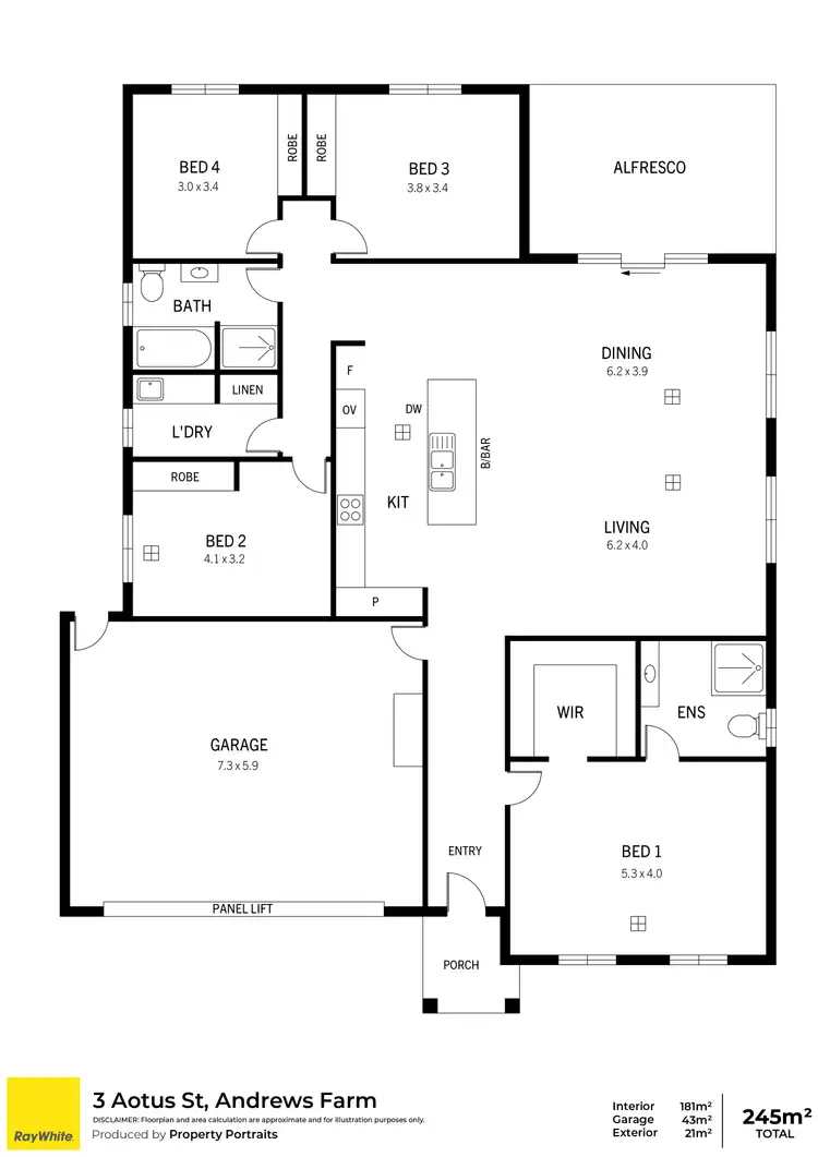 Floorplan of Homely house listing, 3 Aotus Street, Andrews Farm SA 5114