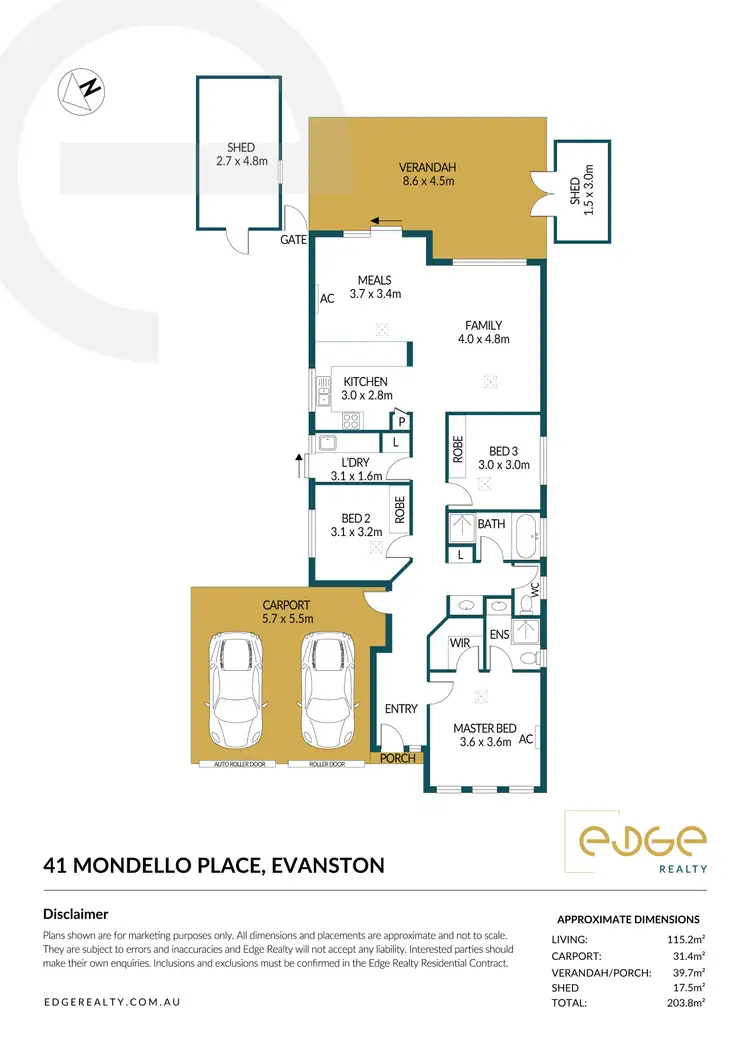 Floorplan of Homely house listing, 41 Mondello Place, Evanston SA 5116