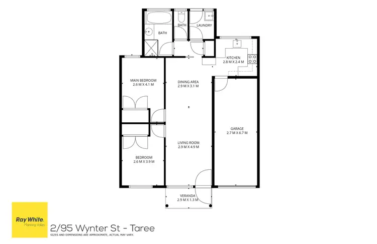 Floorplan of Homely unit listing, 2/95 Wynter Street, Taree NSW 2430