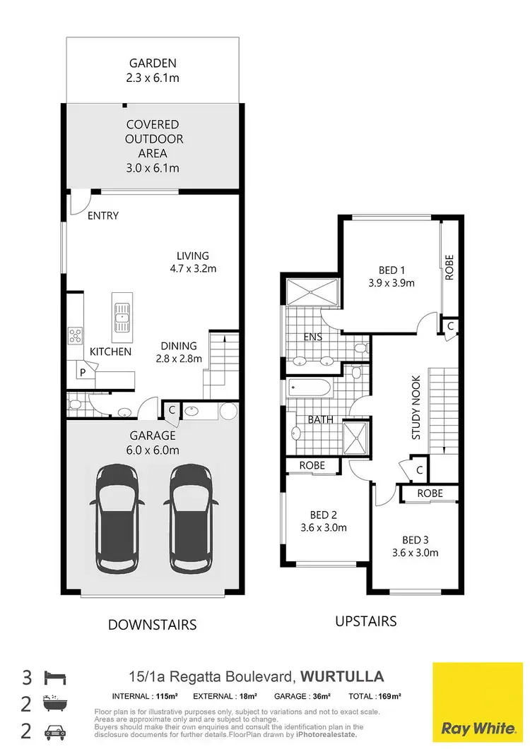 Floorplan of Homely townhouse listing, 15/1A Regatta Boulevard, Wurtulla QLD 4575