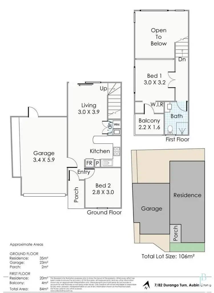 Floorplan of Homely townhouse listing, 7/82 Durango Turn, Aubin Grove WA 6164