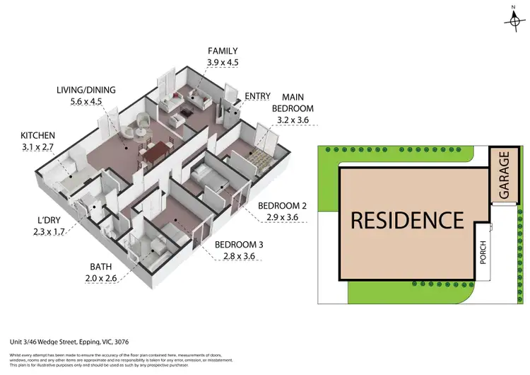 Floorplan of Homely unit listing, 3/46 Wedge Street, Epping VIC 3076