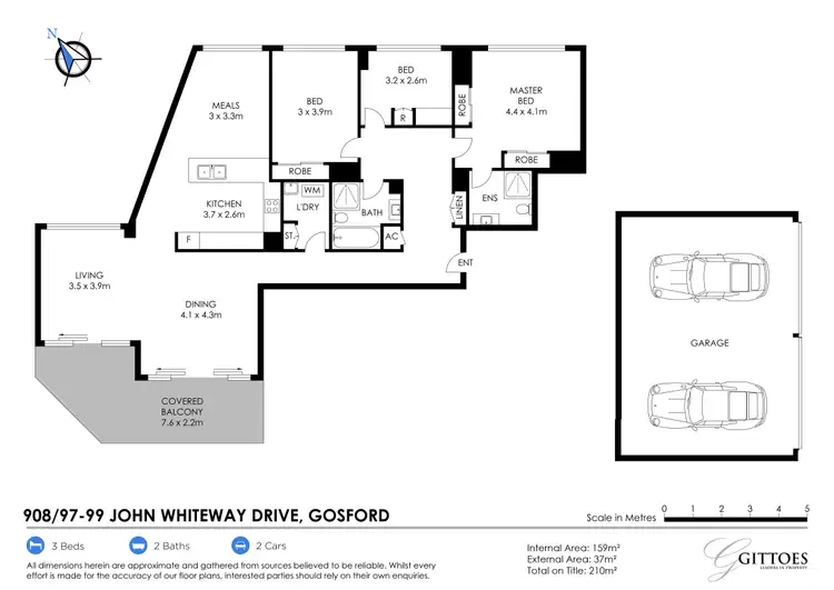 Floorplan of Homely unit listing, 908/97-99 John Whiteway Drive, Gosford NSW 2250