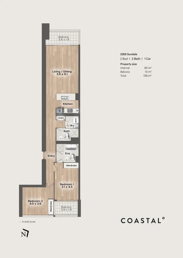 Floorplan of Homely apartment listing, 2305/2 Como Crescent, Southport QLD 4215