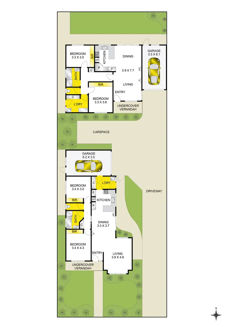 Floorplan of Homely block of units listing, 1 & 2/10 Yaraan Street, Bell Park VIC 3215