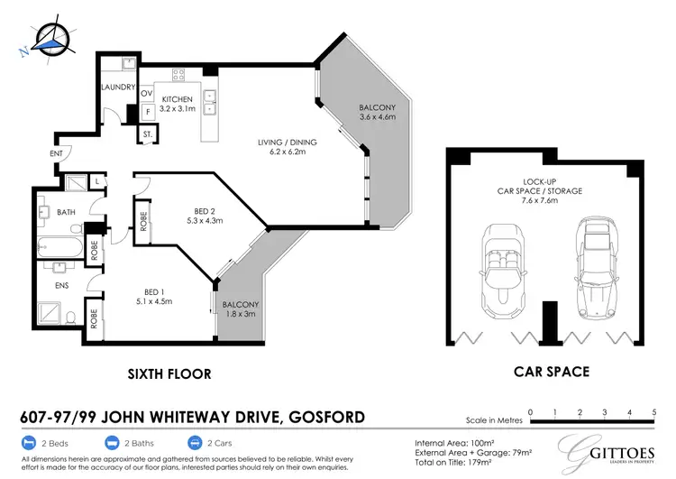 Floorplan of Homely unit listing, 607/97-99 John Whiteway Drive, Gosford NSW 2250