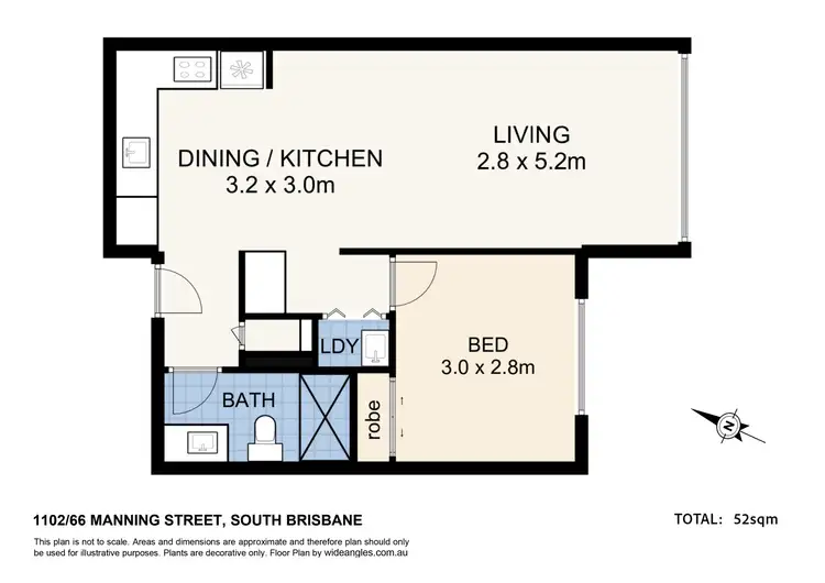 Floorplan of Homely apartment listing, 1102/66 Manning Street, South Brisbane QLD 4101