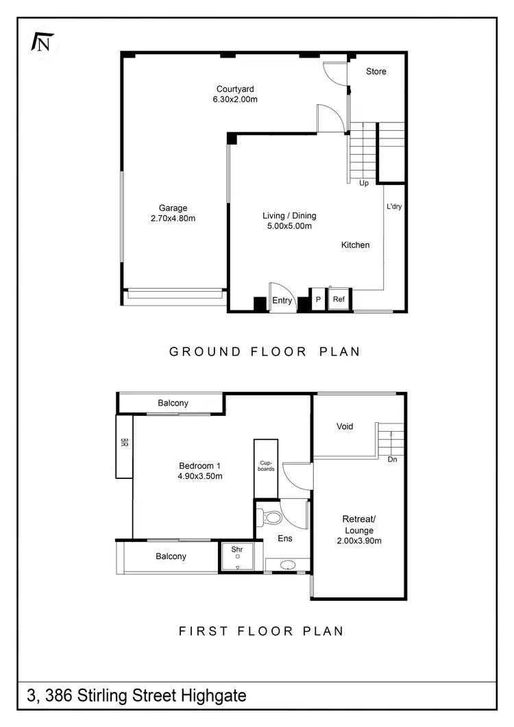 Floorplan of Homely townhouse listing, 3/386 Stirling Street, Highgate WA 6003