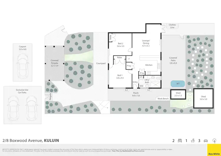 Floorplan of Homely unit listing, 2/8 Boxwood Avenue, Kuluin QLD 4558
