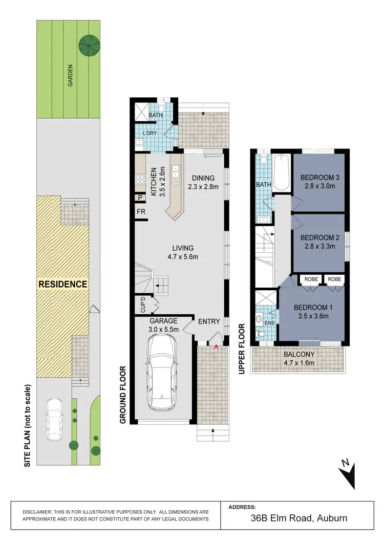 Floorplan of Homely semi-detached listing, 36B Elm Road, Auburn NSW 2144